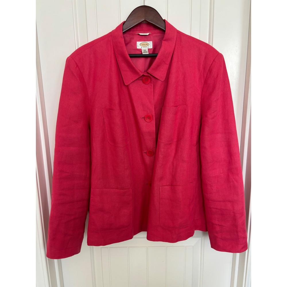 Talbots Irish Linen‎ Womens Lined Blazer Suit Jacket Size 20 Button Up Pink
